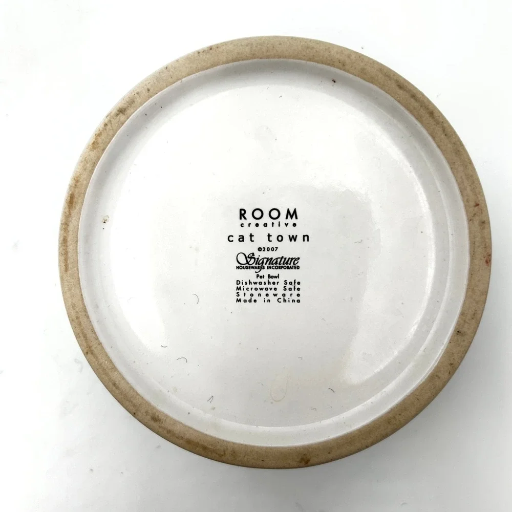 Room Creative Cat Town Ceramic Pet Bowl Dishwasher Safe Microwave Safe